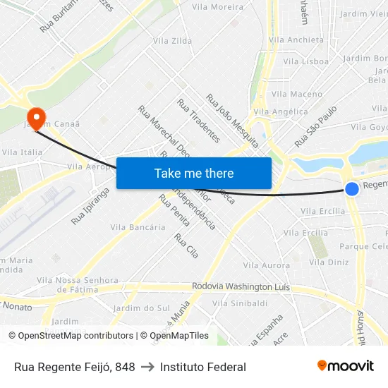 Rua Regente Feijó, 848 to Instituto Federal map