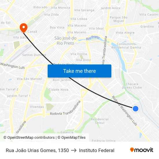 Rua João Urias Gomes, 1350 to Instituto Federal map