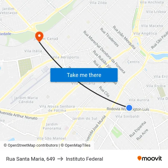 Rua Santa Maria, 649 to Instituto Federal map