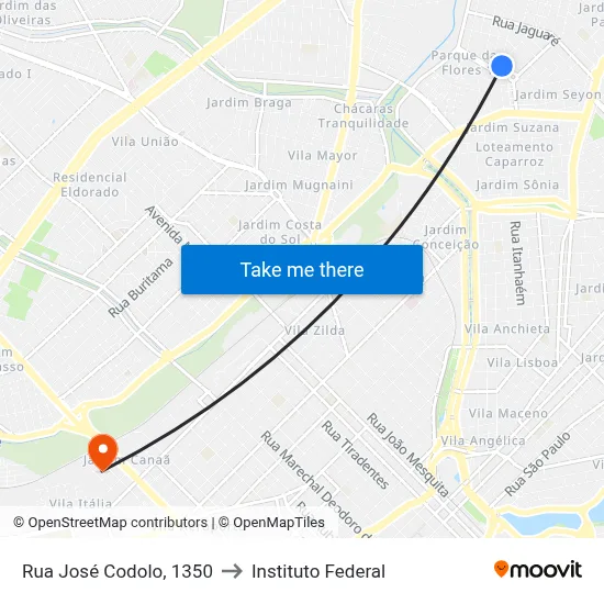 Rua José Codolo, 1350 to Instituto Federal map