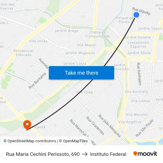 Rua Maria Cechini Perissoto, 690 to Instituto Federal map