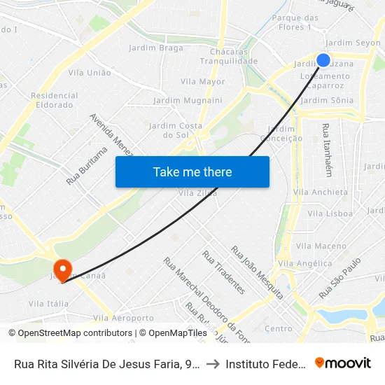 Rua Rita Silvéria De Jesus Faria, 991 to Instituto Federal map
