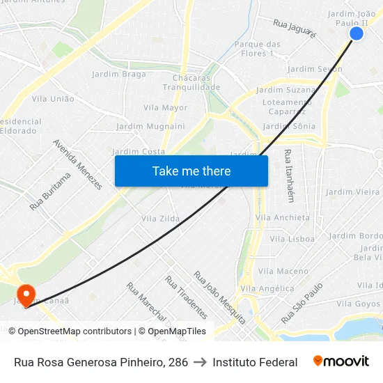 Rua Rosa Generosa Pinheiro, 286 to Instituto Federal map