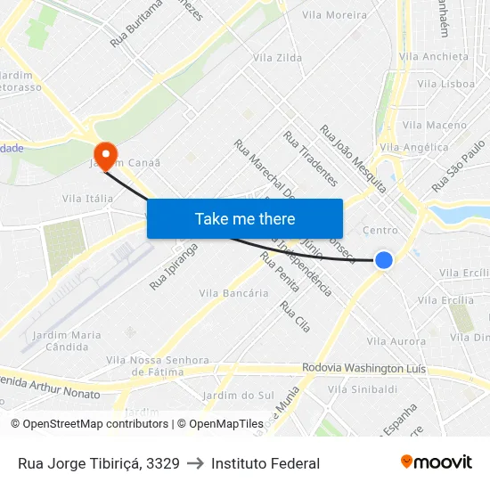 Rua Jorge Tibiriçá, 3329 to Instituto Federal map
