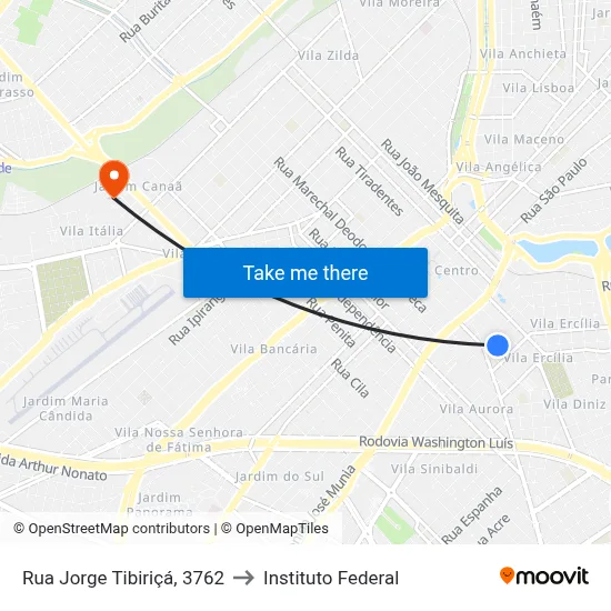Rua Jorge Tibiriçá, 3762 to Instituto Federal map
