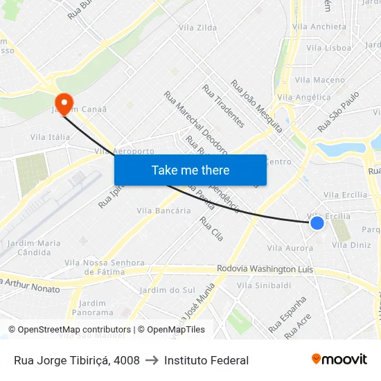 Rua Jorge Tibiriçá, 4008 to Instituto Federal map