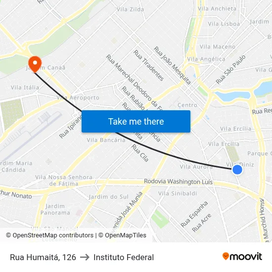 Rua Humaitá, 126 to Instituto Federal map