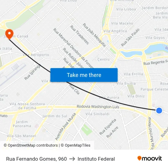 Rua Fernando Gomes, 960 to Instituto Federal map