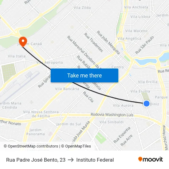 Rua Padre José Bento, 23 to Instituto Federal map