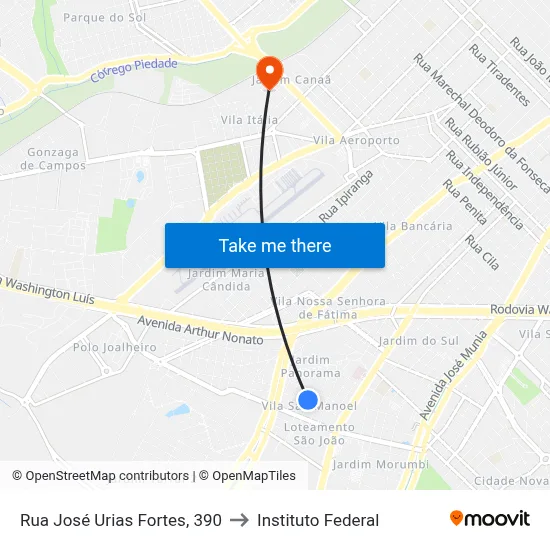 Rua José Urias Fortes, 390 to Instituto Federal map