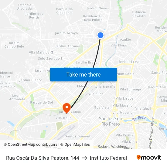 Rua Oscár Da Silva Pastore, 144 to Instituto Federal map