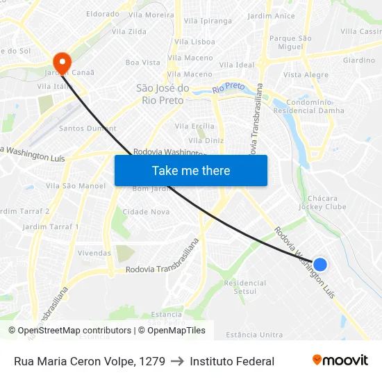 Rua Maria Ceron Volpe, 1279 to Instituto Federal map