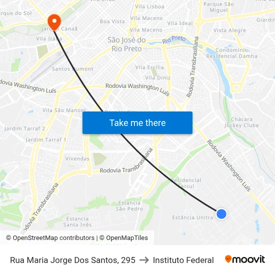 Rua Maria Jorge Dos Santos, 295 to Instituto Federal map