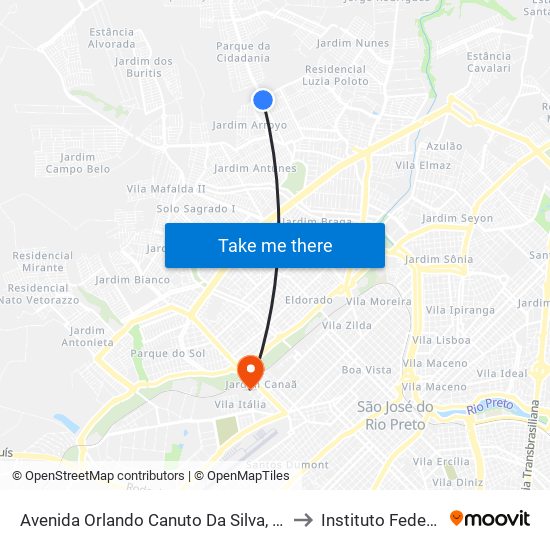 Avenida Orlando Canuto Da Silva, 24 to Instituto Federal map