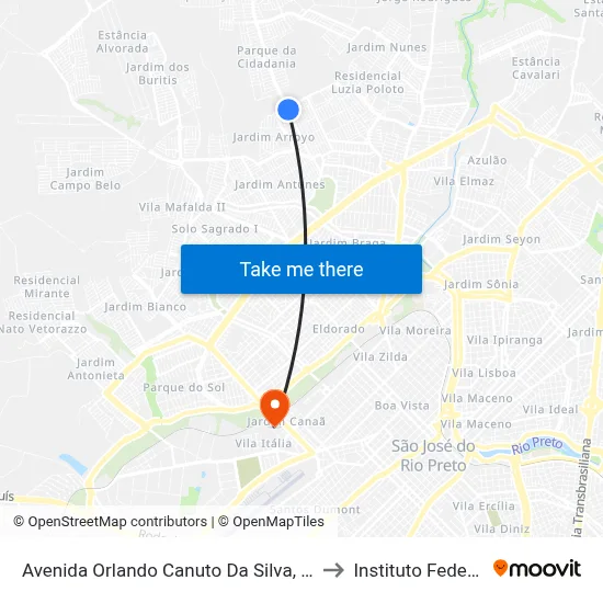 Avenida Orlando Canuto Da Silva, 24 to Instituto Federal map