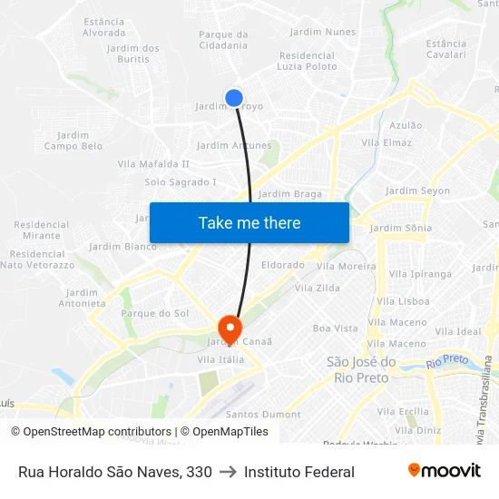 Rua Horaldo São Naves, 330 to Instituto Federal map