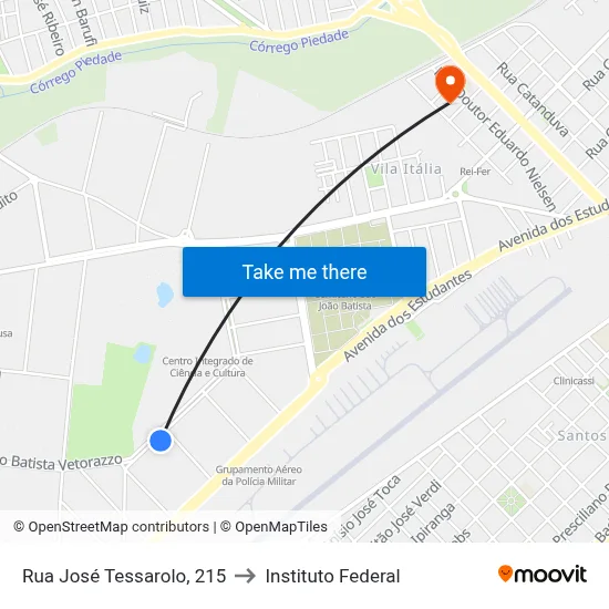 Rua José Tessarolo, 215 to Instituto Federal map