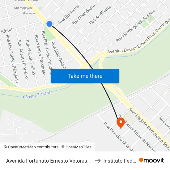 Avenida Fortunato Ernesto Vetorasso, 484 to Instituto Federal map