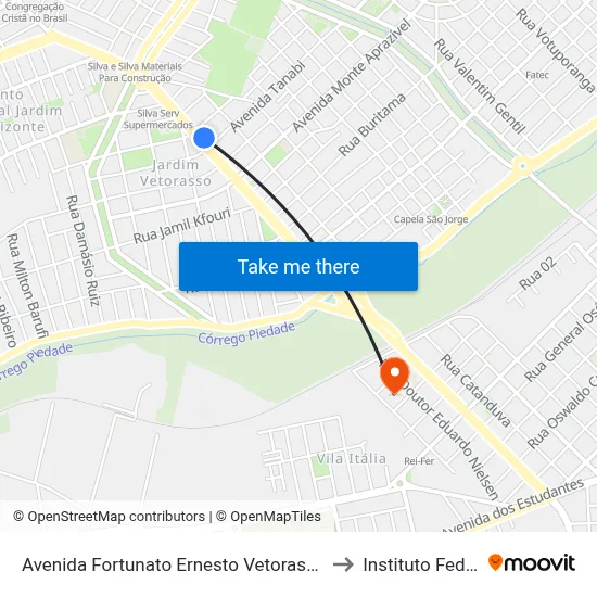 Avenida Fortunato Ernesto Vetorasso, 880 to Instituto Federal map