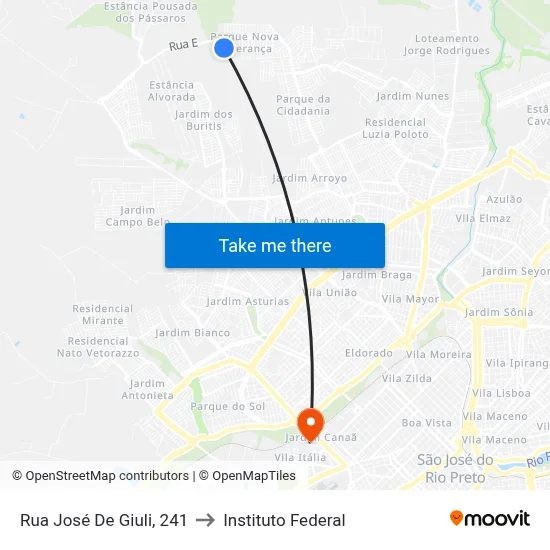Rua José De Giuli, 241 to Instituto Federal map