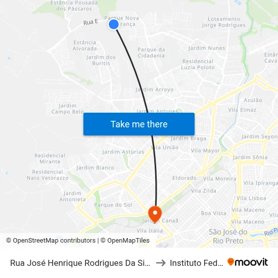 Rua José Henrique Rodrigues Da Silva, 261 to Instituto Federal map