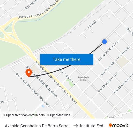 Avenida Cenobelino De Barro Serra, 1627 to Instituto Federal map