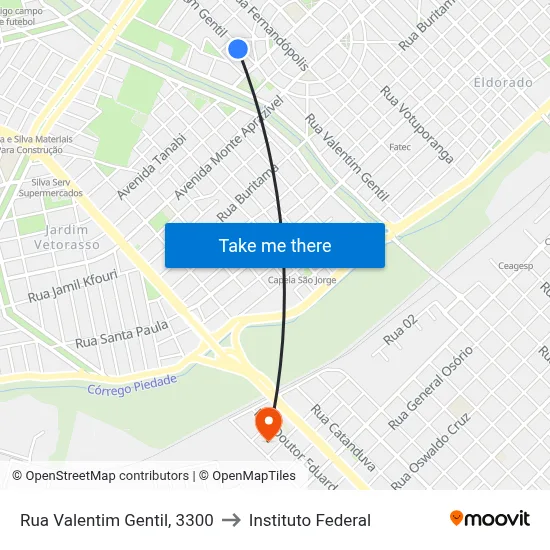 Rua Valentim Gentil, 3300 to Instituto Federal map