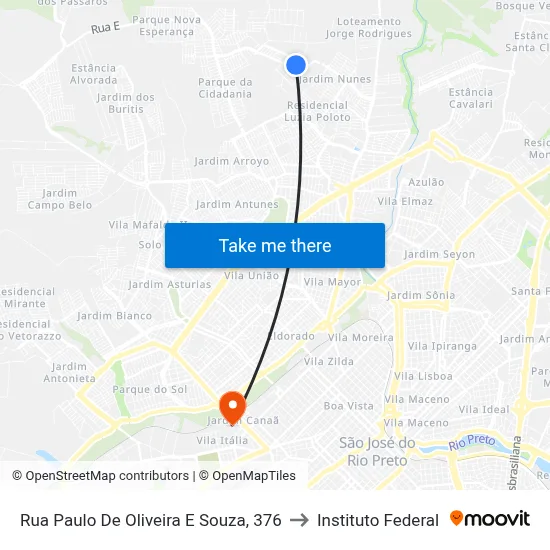 Rua Paulo De Oliveira E Souza, 376 to Instituto Federal map