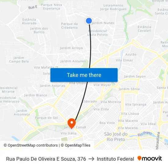 Rua Paulo De Oliveira E Souza, 376 to Instituto Federal map