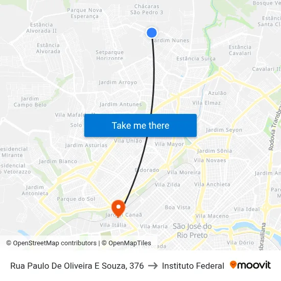 Rua Paulo De Oliveira E Souza, 376 to Instituto Federal map