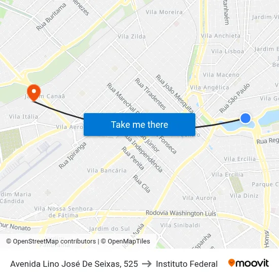 Avenida Lino José De Seixas, 525 to Instituto Federal map