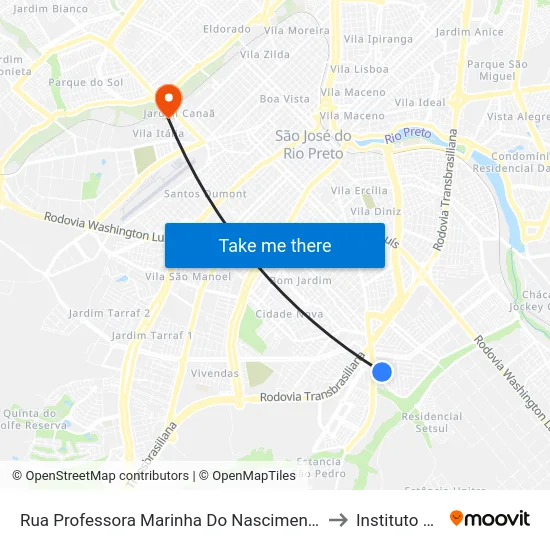 Rua Professora Marinha Do Nascimento Bednarski, 1814 to Instituto Federal map