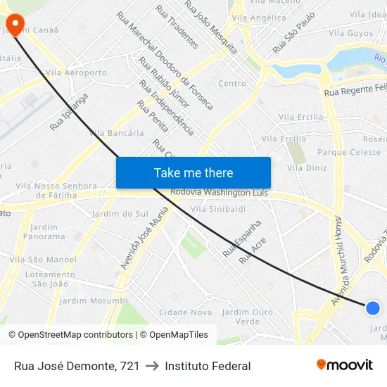 Rua José Demonte, 721 to Instituto Federal map
