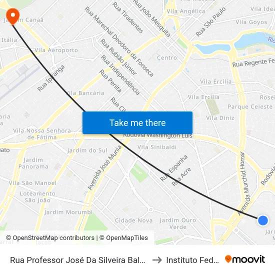 Rua Professor José Da Silveira Baldi, 723 to Instituto Federal map