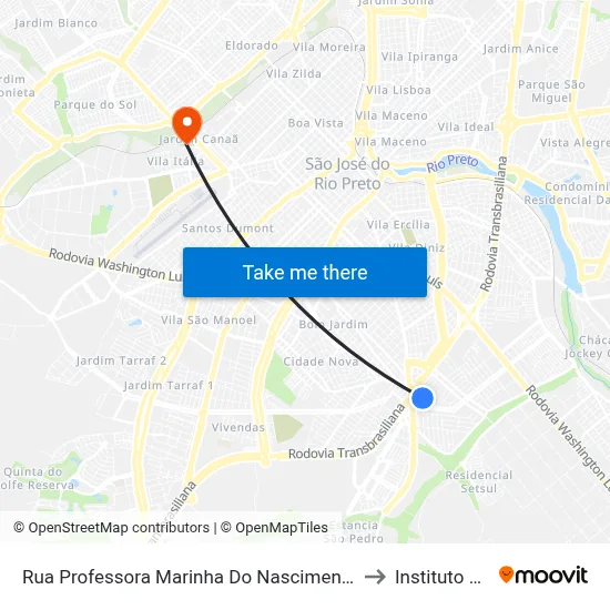 Rua Professora Marinha Do Nascimento Bednarski, 1434 to Instituto Federal map