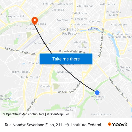 Rua Noadyr Severiano Filho, 211 to Instituto Federal map
