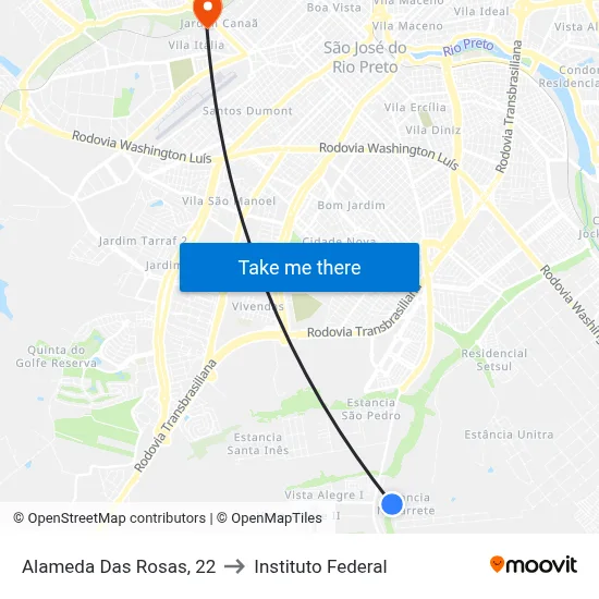 Alameda Das Rosas, 22 to Instituto Federal map