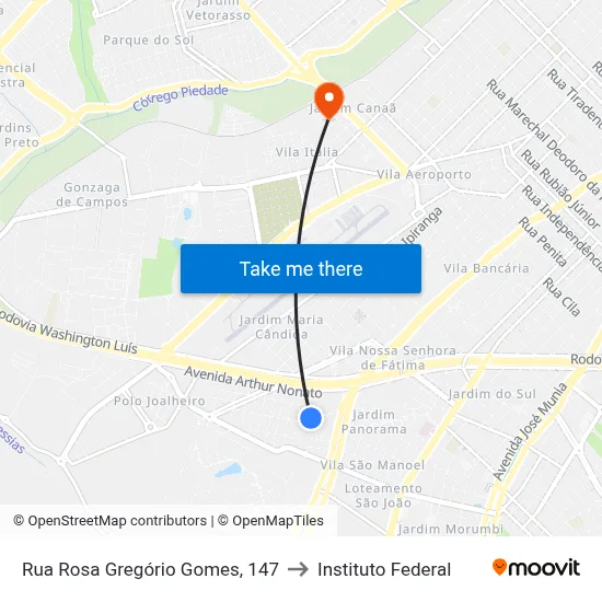 Rua Rosa Gregório Gomes, 147 to Instituto Federal map