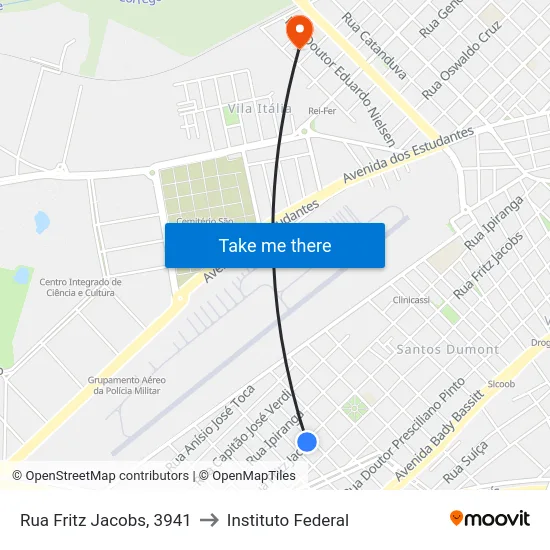 Rua Fritz Jacobs, 3941 to Instituto Federal map