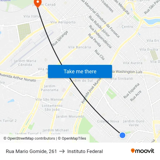 Rua Mario Gomide, 261 to Instituto Federal map
