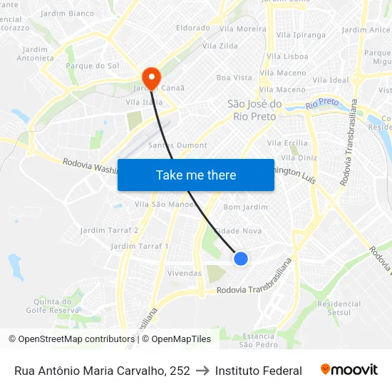 Rua Antônio Maria Carvalho, 252 to Instituto Federal map