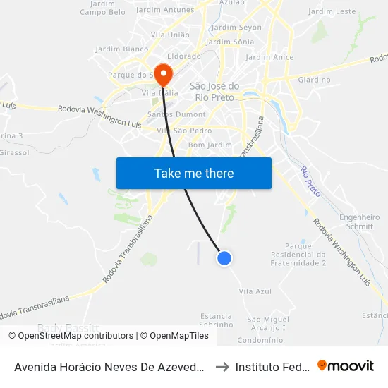 Avenida Horácio Neves De Azevedo, 3595 to Instituto Federal map