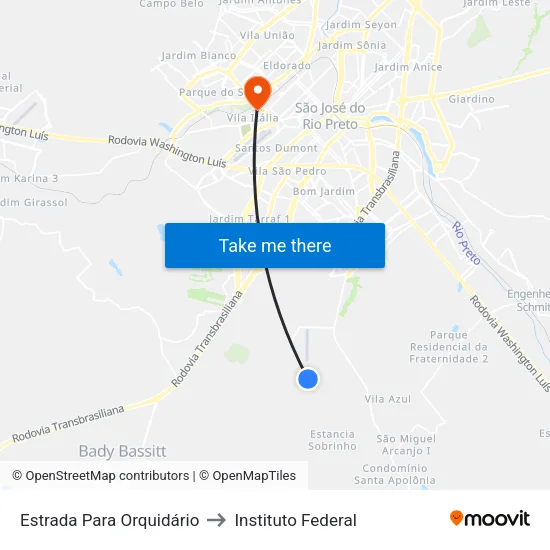 Estrada Para Orquidário to Instituto Federal map