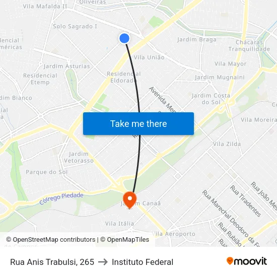 Rua Anis Trabulsi, 265 to Instituto Federal map