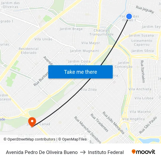 Avenida Pedro De Oliveira Bueno to Instituto Federal map