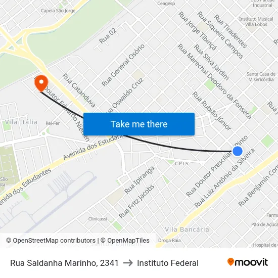 Rua Saldanha Marinho, 2341 to Instituto Federal map