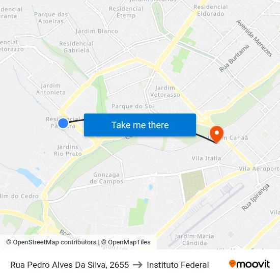Rua Pedro Alves Da Silva, 2655 to Instituto Federal map