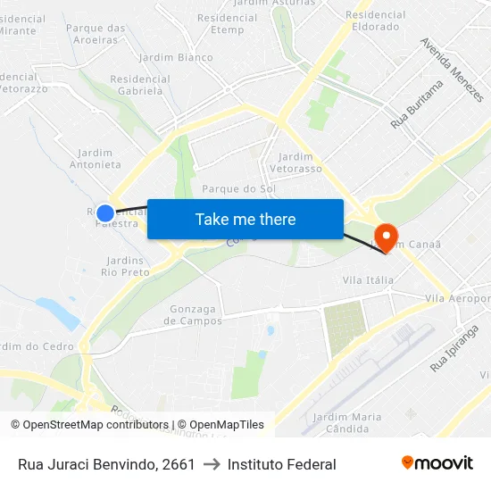 Rua Juraci Benvindo, 2661 to Instituto Federal map