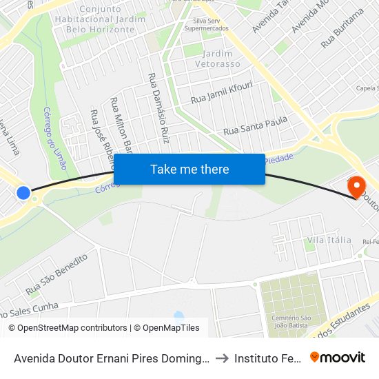 Avenida Doutor Ernani Pires Domingues, 6550 to Instituto Federal map