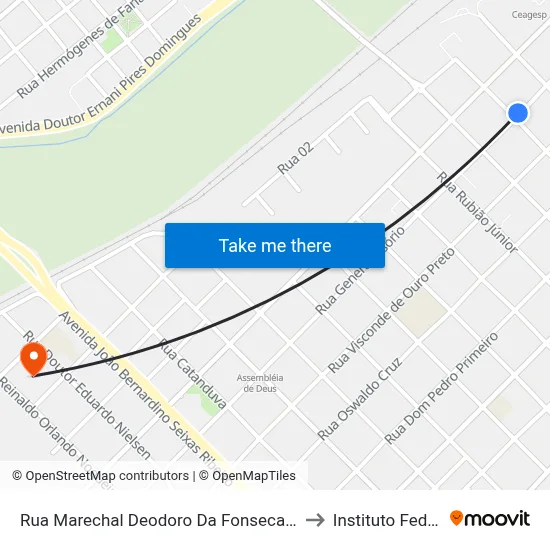 Rua Marechal Deodoro Da Fonseca, 1095 to Instituto Federal map